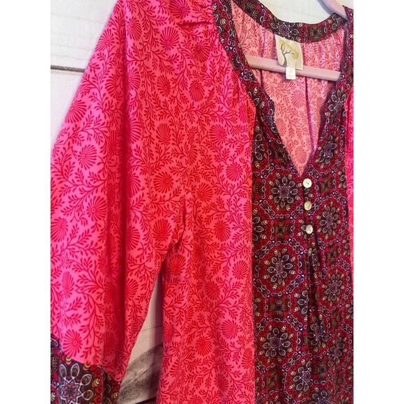 Fig & Flowers Top Size Medium Boehmian Anthropologie Button Details - Picture 2 of 4